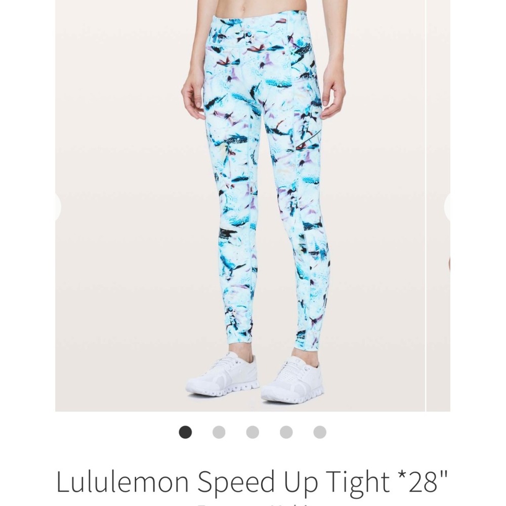 Lululemon Speed Up Tight 28" Women's Running Leggings Blue Abstract Print size 2